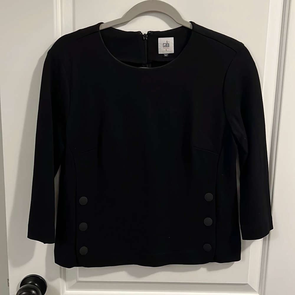 Cabi 3/4 sleeve with buttons and a zippered back